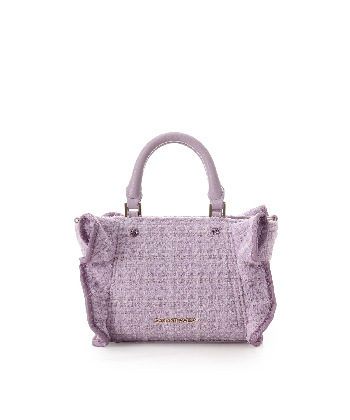 Samantha Vega「ツイードフリルミニショルダーバッグ」|ショルダー・メッセンジャー|ラベンダー