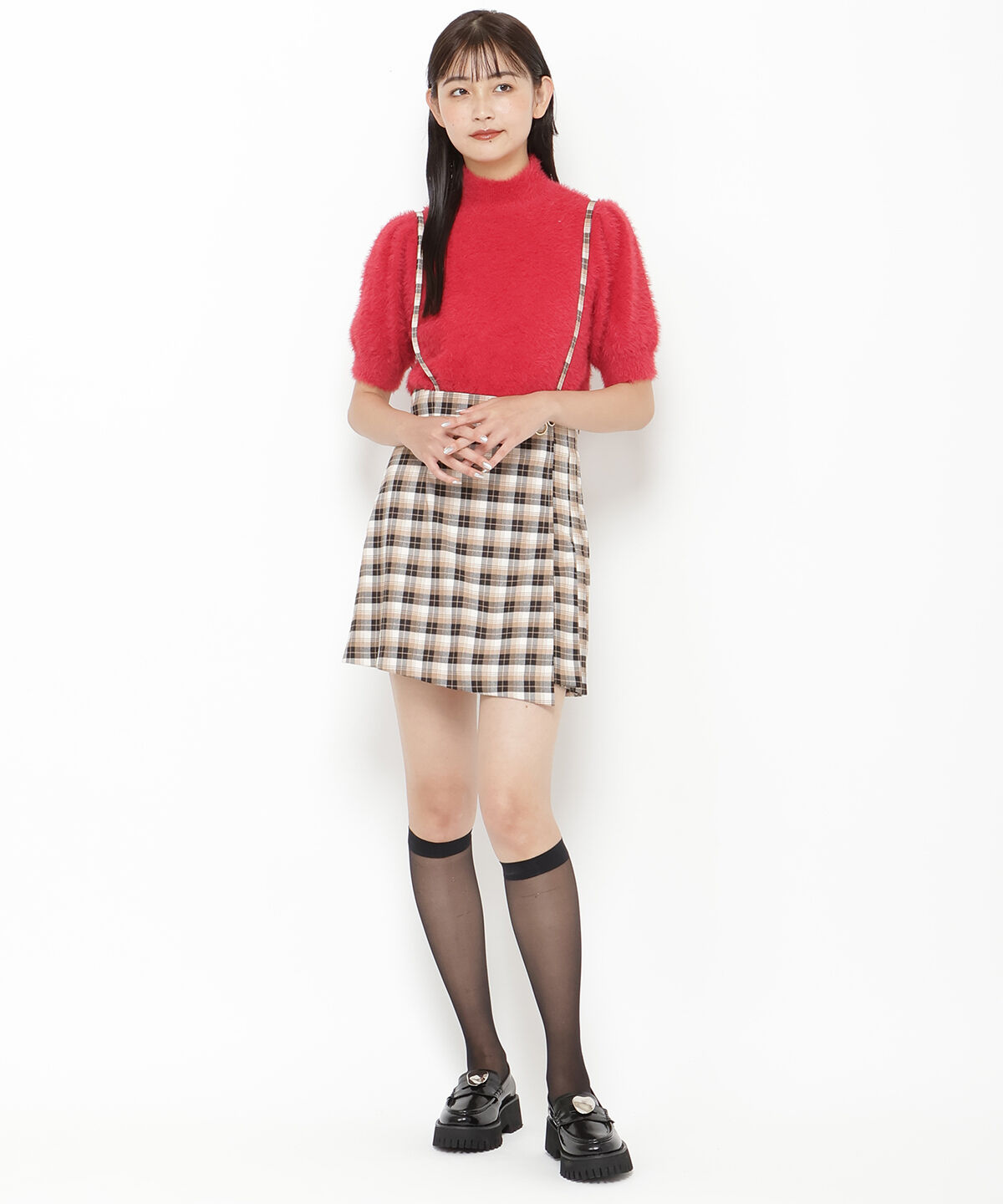 REDYAZEL「フェザーライク半袖ニットプルオーバー」|ニット・セーター|