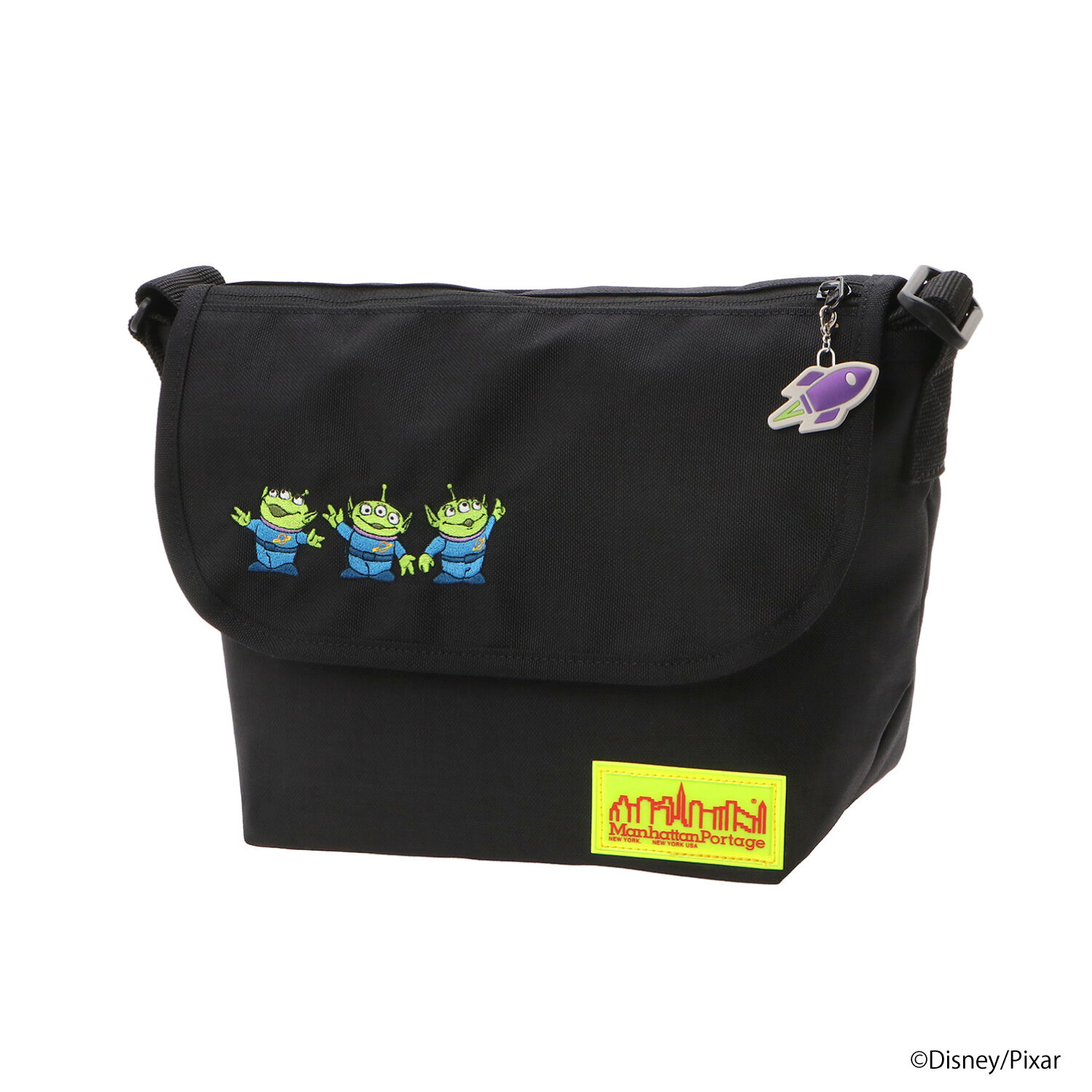 Manhattan Portage「Nylon Messenger Bag (SM) FZP MGNT / TOY STORY ALIENS」|ショルダー・メッセンジャー|BLK