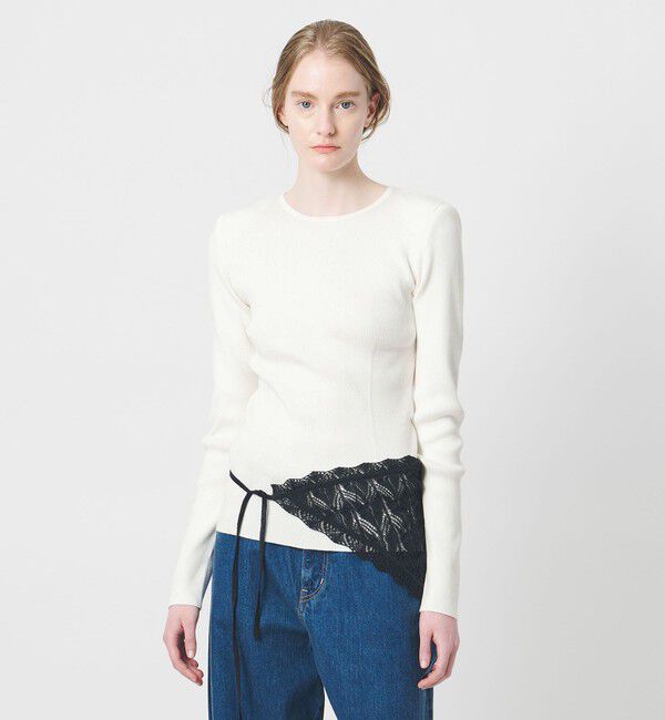 AEWEN MATOPH「＜AEWEN MATOPH＞コットンカシミヤミックス ショルダーパッドニット」|ニット・セーター|WHITE