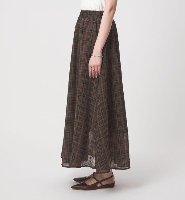 UNITED ARROWS green label relaxing「シアー チェック ロング スカート」|フレア|