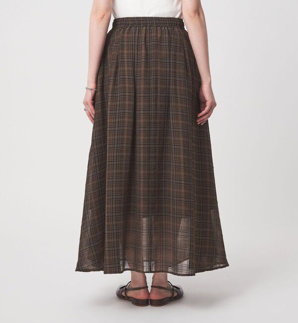 UNITED ARROWS green label relaxing「シアー チェック ロング スカート」|フレア|