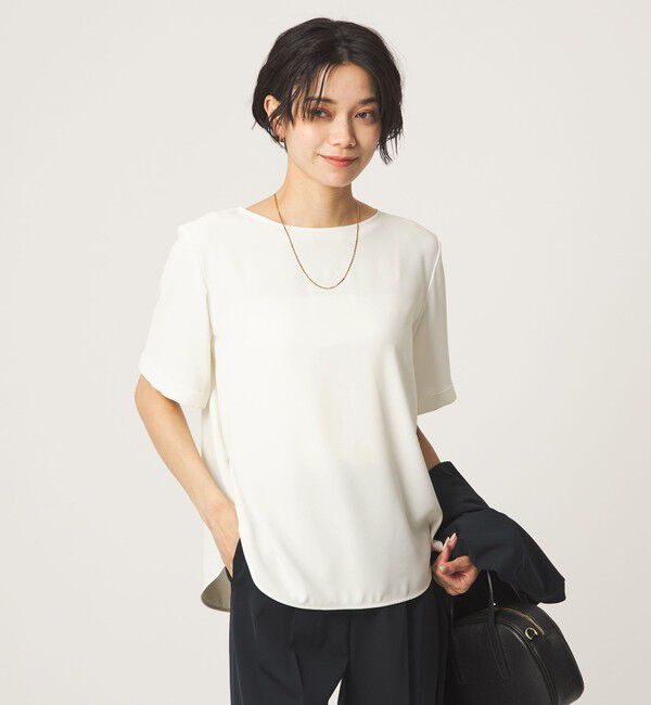 UNITED ARROWS green label relaxing「クルーネック ショートスリーブ ブラウス マシンウォッシャブル UVカット」|シャツ・ブラウス|WHITE