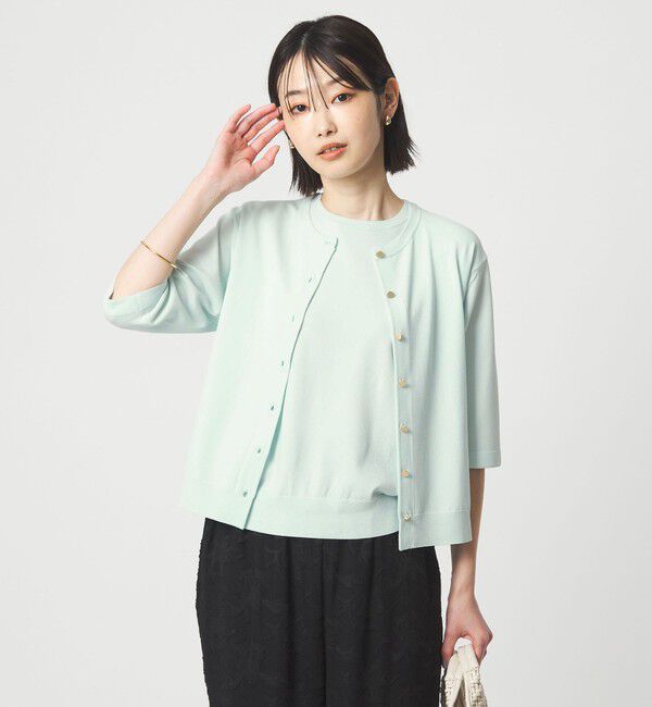 UNITED ARROWS green label relaxing「ハーフスリーブ ニット カーディガン ウォッシャブル 接触冷感 UVカット」|カーディガン|LIME