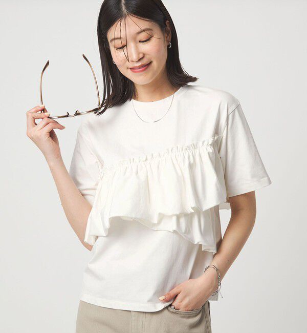 UNITED ARROWS green label relaxing「【WEB限定】＜at ease＞フリル カットソー 接触冷感 UVカット 遮熱」|Tシャツ・カットソー|