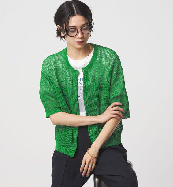 UNITED ARROWS green label relaxing「【結論シリーズ】デイリーメッシュカーデ ウォッシャブル」|カーディガン|