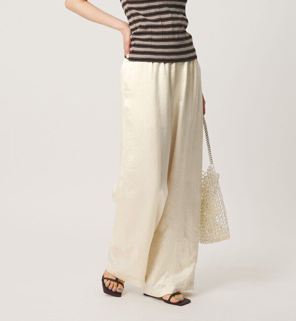 BEAUTY&YOUTH UNITED ARROWS「アセテートサテン ワイド イージーパンツ ウォッシャブル/オフホワイト」|その他|