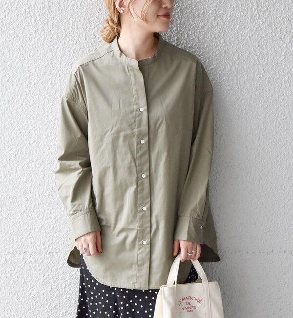 SHIPS any「SHIPS any:〈洗濯機可能〉REPREVE バンド カラー シャツ」|シャツ・ブラウス|