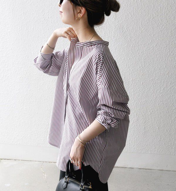 SHIPS any「SHIPS any:〈洗濯機可能〉REPREVE バンド カラー シャツ」|シャツ・ブラウス|