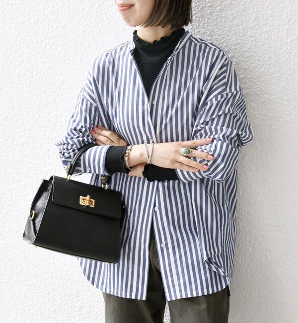 SHIPS any「SHIPS any:〈洗濯機可能〉REPREVE バンド カラー シャツ」|シャツ・ブラウス|