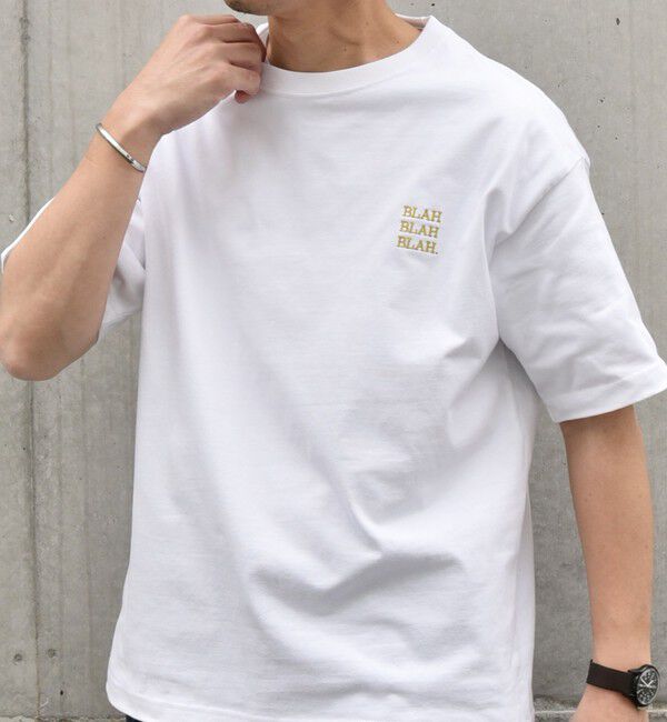 SHIPS any「【WEB限定】SHIPS any: BLAH BLAH BLAH.ワンポイント 刺繍 ルーズ Tシャツ(ユニセックス)◇」|Tシャツ・カットソー|