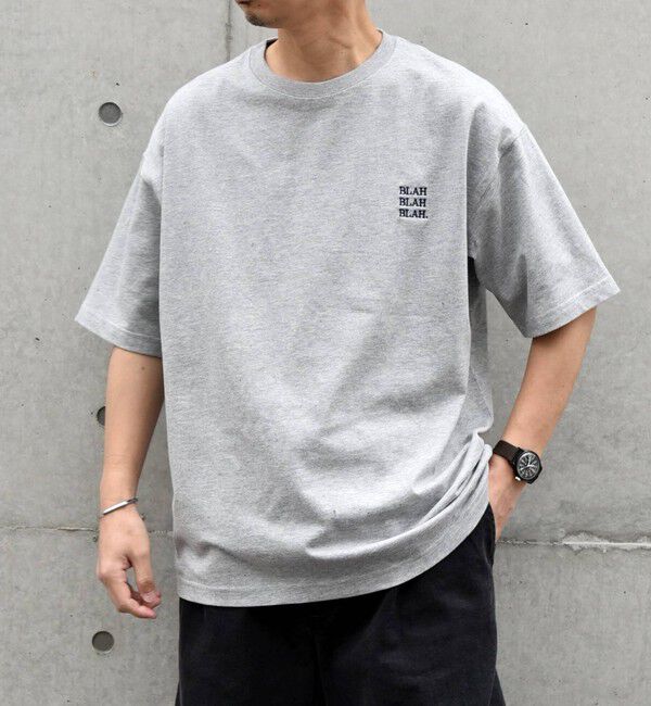 SHIPS any「【WEB限定】SHIPS any: BLAH BLAH BLAH.ワンポイント 刺繍 ルーズ Tシャツ(ユニセックス)◇」|Tシャツ・カットソー|グレー