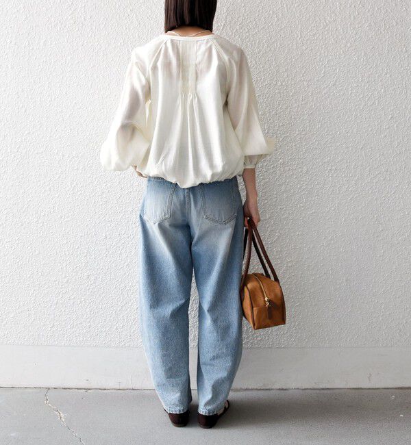 SHIPS any「《追加予約》SHIPS any:〈洗濯機可能〉リネン ミックス シアー ボリューム スリーブ ブラウス」|シャツ・ブラウス|