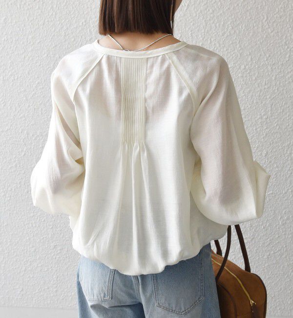 SHIPS any「《追加予約》SHIPS any:〈洗濯機可能〉リネン ミックス シアー ボリューム スリーブ ブラウス」|シャツ・ブラウス|