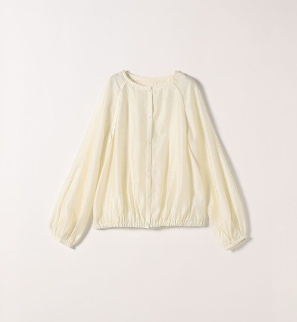 SHIPS any「《追加予約》SHIPS any:〈洗濯機可能〉リネン ミックス シアー ボリューム スリーブ ブラウス」|シャツ・ブラウス|
