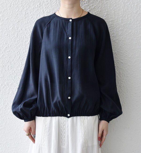 SHIPS any「《追加予約》SHIPS any:〈洗濯機可能〉リネン ミックス シアー ボリューム スリーブ ブラウス」|シャツ・ブラウス|