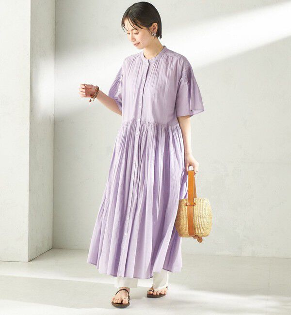 SHIPS for women「《予約》【SHIPS別注】Fanaka:〈手洗い可能〉ストライプ ドビー 羽織 ワンピース」|ワンピース|