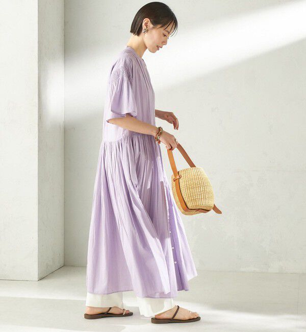 SHIPS for women「《予約》【SHIPS別注】Fanaka:〈手洗い可能〉ストライプ ドビー 羽織 ワンピース」|ワンピース|