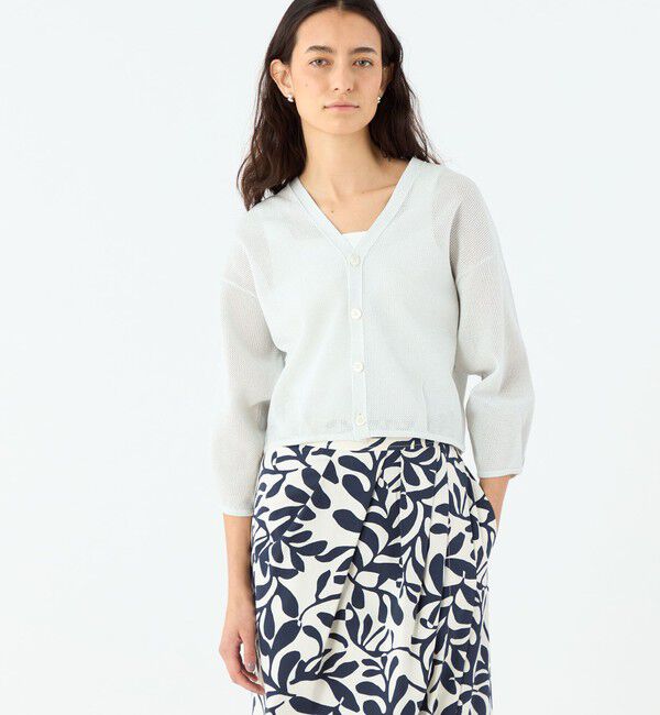 MACPHEE「コットンメッシュ Vネックカーディガン」|カーディガン|