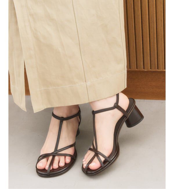  「5cmオブリークナローストラップサンダル」|サンダル|ブラウン