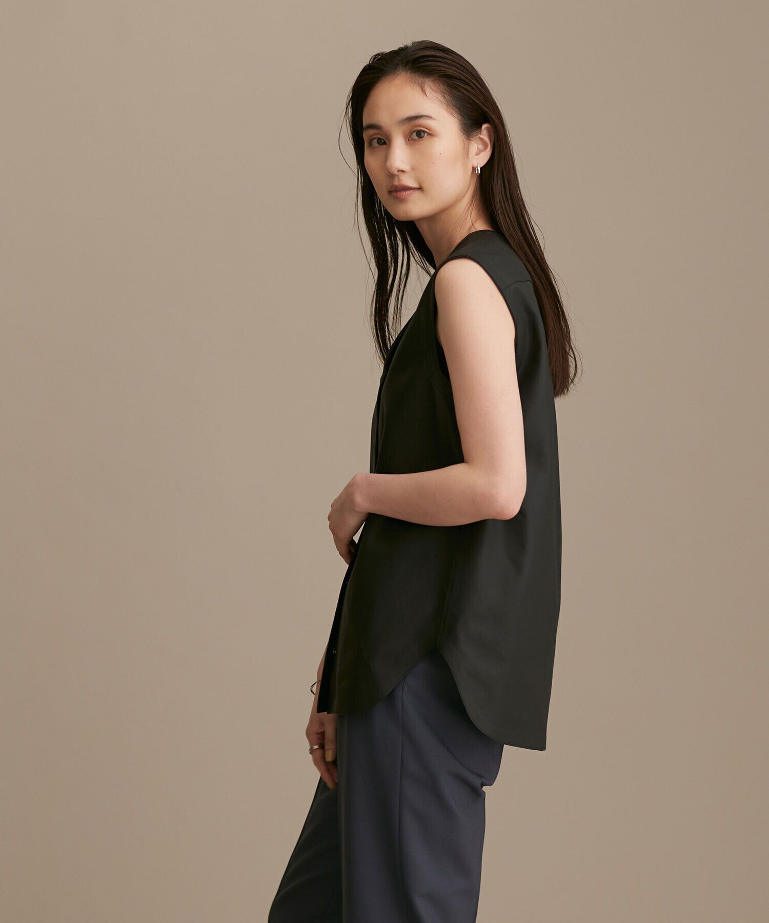 nano･universe「LB.01/Vネックレザージレ」|ライダースジャケット|