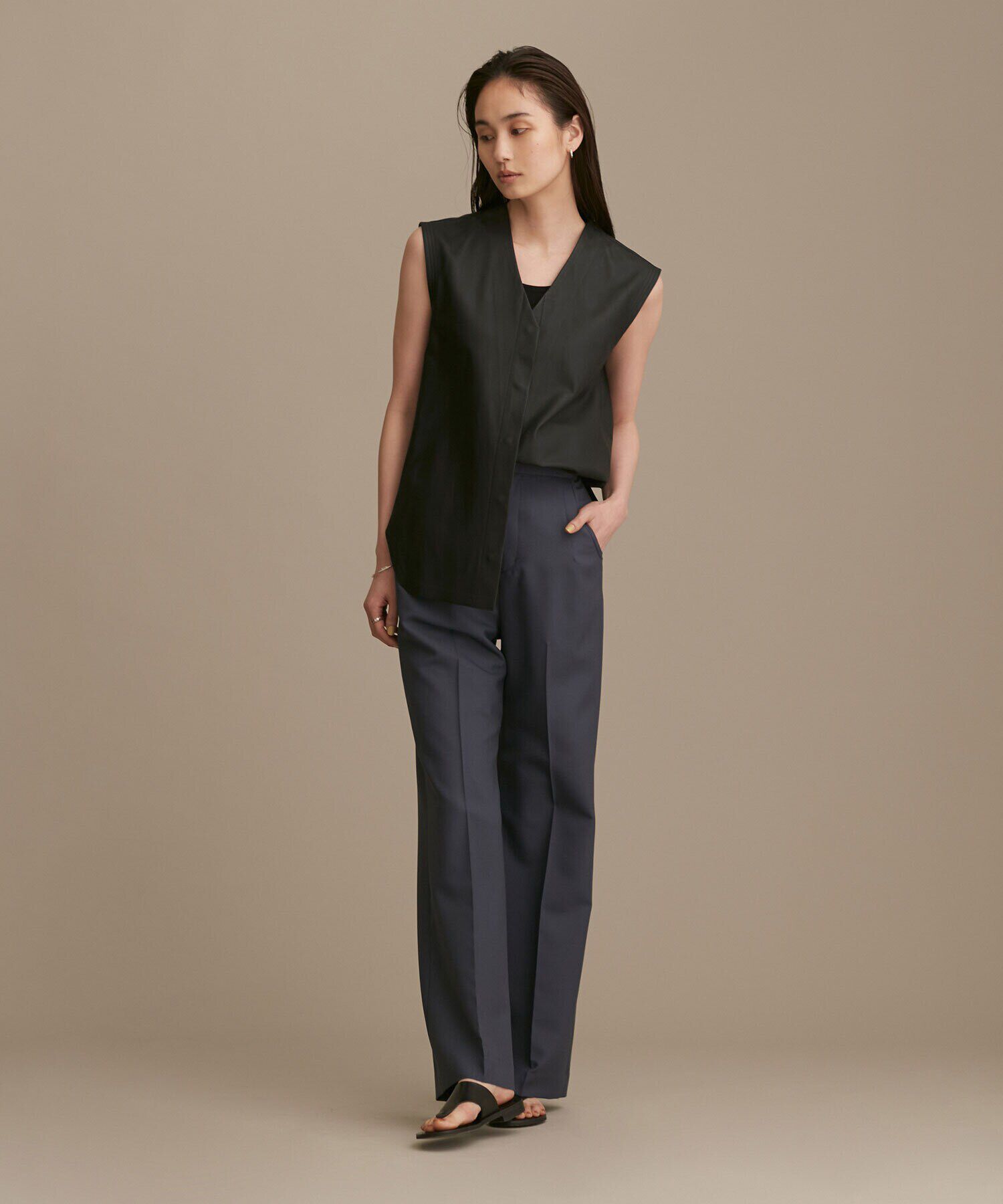 nano･universe「LB.01/Vネックレザージレ」|ライダースジャケット|