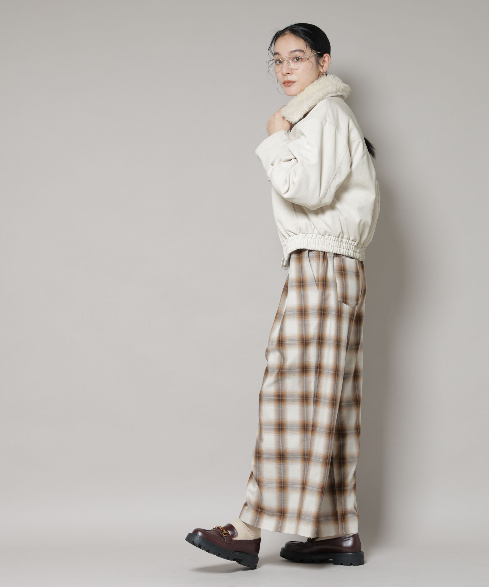 nano･universe「ボア衿付きコーデュロイ中綿ブルゾン」|ブルゾン・スタジャン|