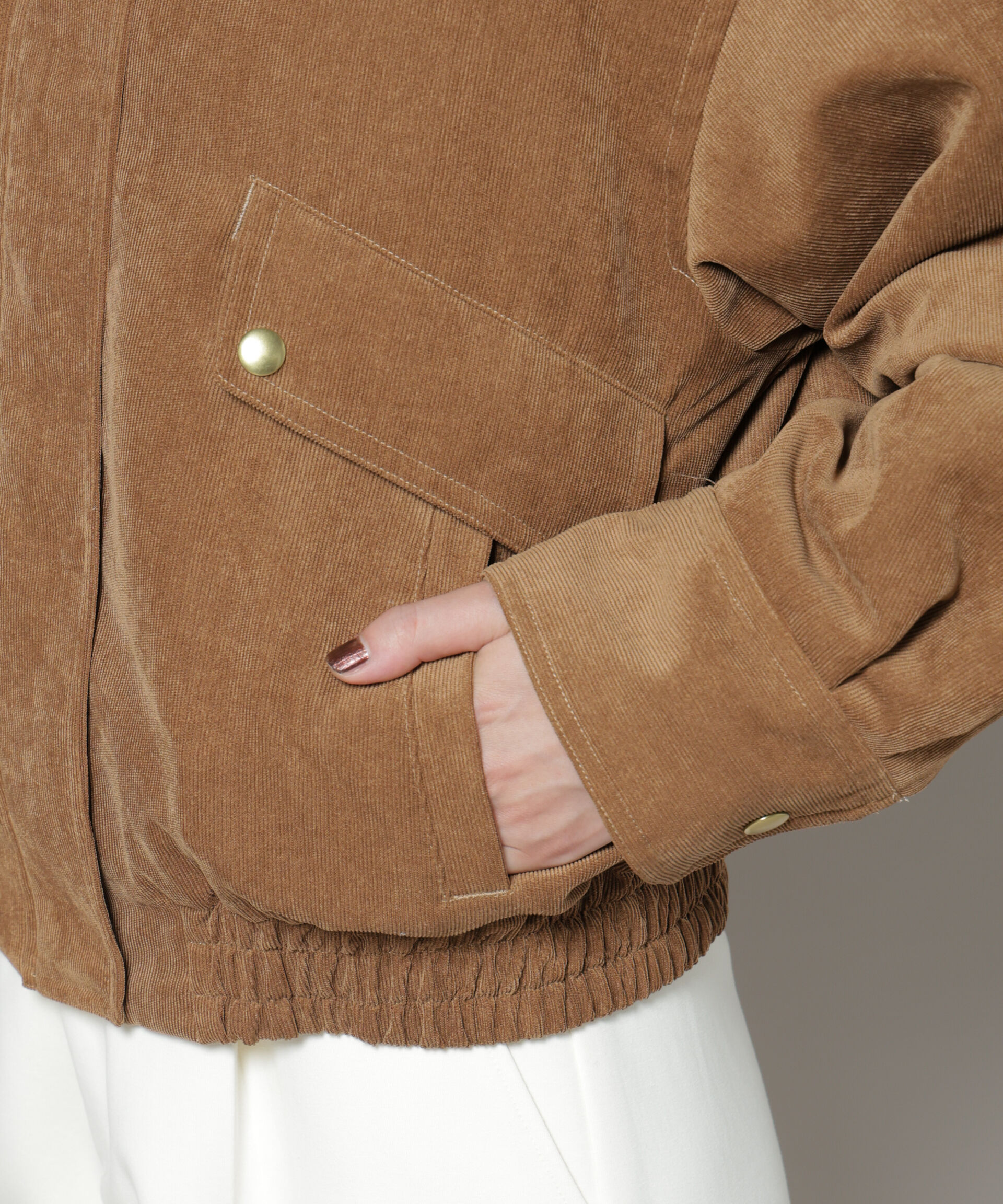 nano･universe「ボア衿付きコーデュロイ中綿ブルゾン」|ブルゾン・スタジャン|