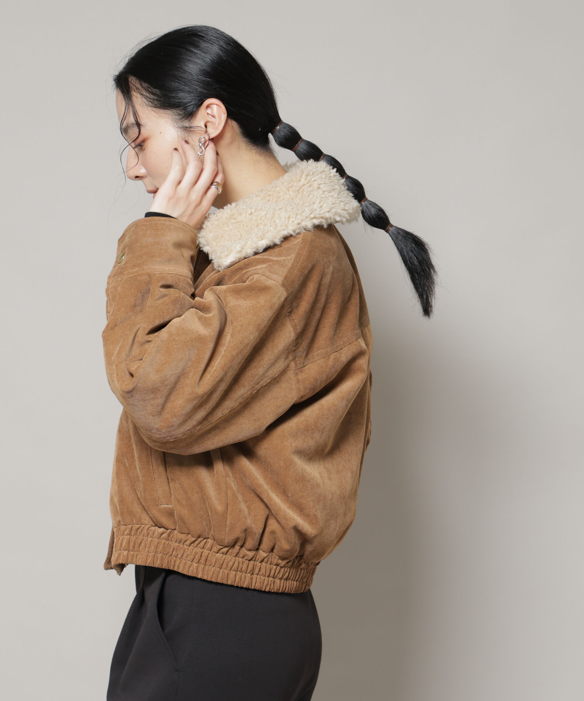 nano･universe「ボア衿付きコーデュロイ中綿ブルゾン」|ブルゾン・スタジャン|