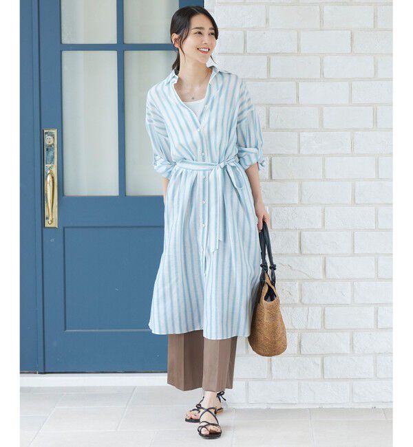自由区「【洗える】テンセルリネンシャツワンピース」|ワンピース|