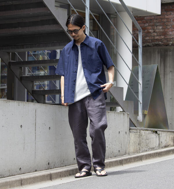 GLOSTER「【GLOSTER/グロスター】コットンリネン 半袖シャツ レギュラーカラー 綿麻」|シャツ・ブラウス|