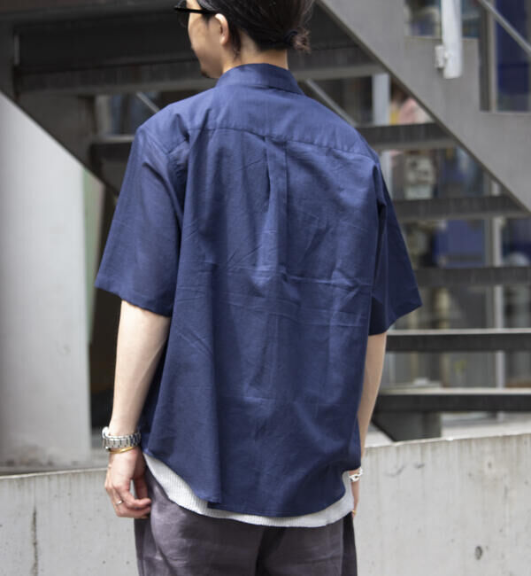 GLOSTER「【GLOSTER/グロスター】コットンリネン 半袖シャツ レギュラーカラー 綿麻」|シャツ・ブラウス|