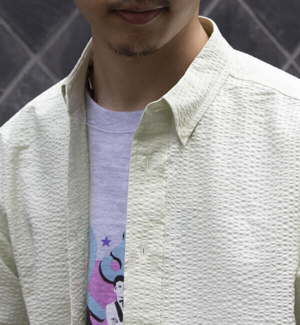 GLOSTER「【GLOSTER/グロスター】シアサッカー ボタンダウン半袖シャツ」|シャツ・ブラウス|