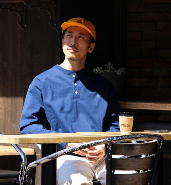 GLOSTER「【BOY刺繍】裏グラデーション ヘンリーネック ロンT」|Tシャツ・カットソー|