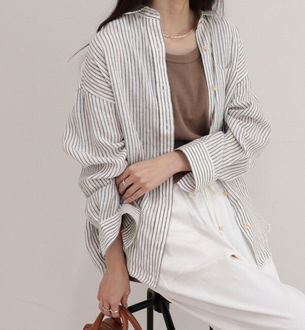 fredy emue「LINEN100 2WAYカシュクールシャツ」|シャツ・ブラウス|ベージュ系その他