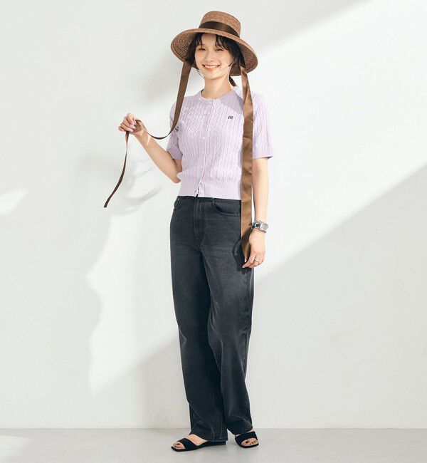 fredy emue「【毎年大人気！/完売必須】FR刺しゅうケーブル柄半袖カーディガン」|カーディガン|