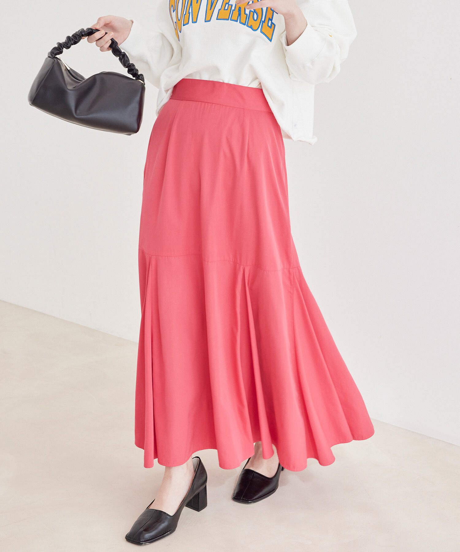 VIS「ボリュームタフタアソートスカート【sustainable】」|スカート|レッド(60)