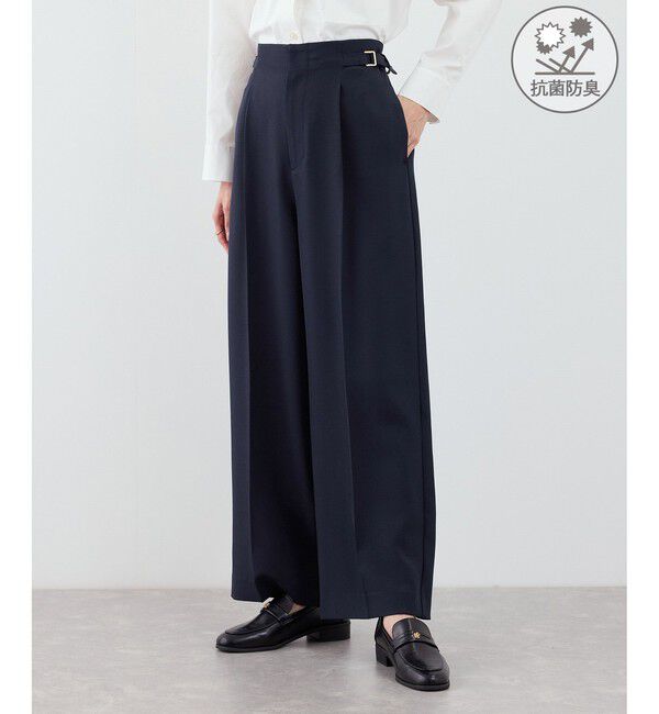 Rope&rsquo;Picnic「クリアツイルワイドパンツ/入卒式・セレモニー・セットアップ対応」|チノ|ネイビー(40)