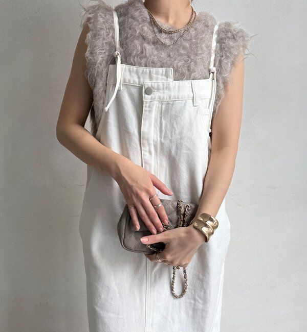  「裾フリンジデニムジャンスカ」|ワンピース|