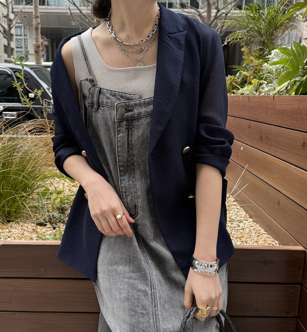  「裾フリンジデニムジャンスカ」|ワンピース|