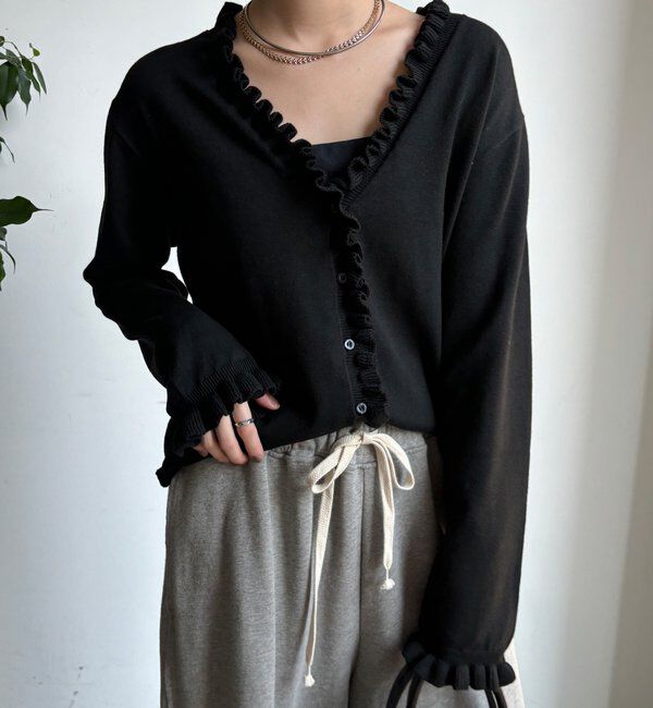  「【WEB限定】ニットフリルカーディガン」|カーディガン|