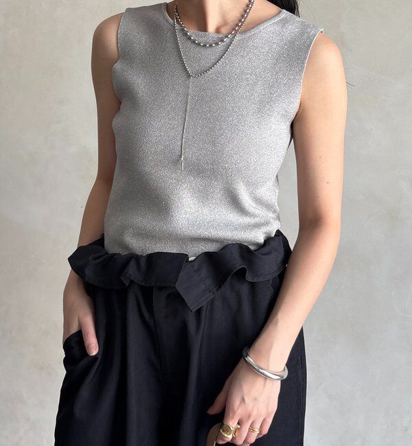  「前後2WAYラメニットタンク」|ニット・セーター|グレー