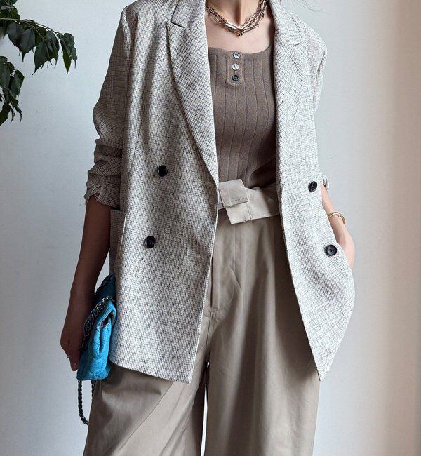  「シアーツイードダブルジャケット」|テーラードジャケット|オフホワイト