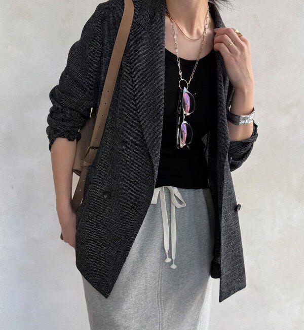  「シアーツイードダブルジャケット」|テーラードジャケット|ブラック