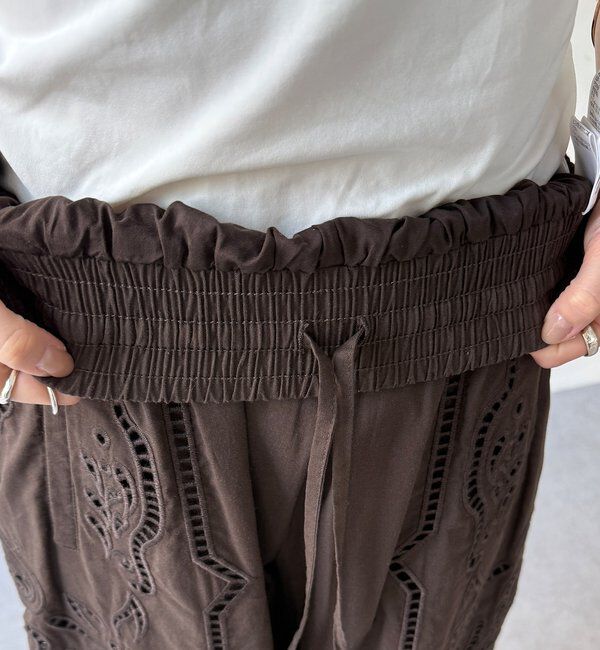  「刺繍レースコットンパンツ」|チノ|