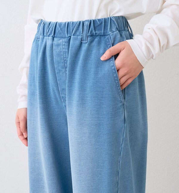  「予約【A・MONN(アモン)】フェイクデニムイージーパンツ」|デニム|