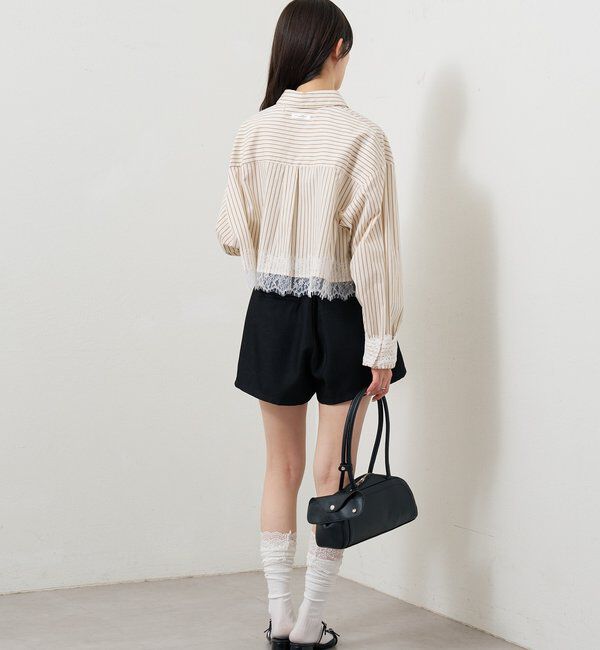  「ストライプ裾レースシャツ」|シャツ・ブラウス|