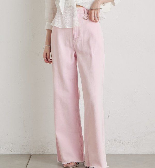  「ハートチャーム付きカラーパンツ」|チノ|ピンク