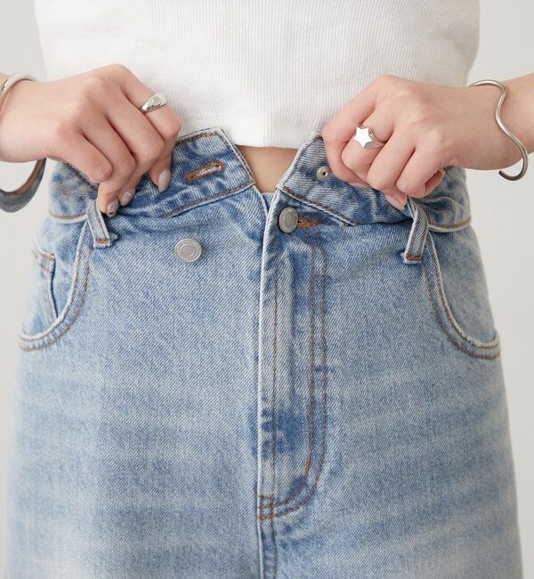  「ボタンスリットフレアデニム」|デニム|