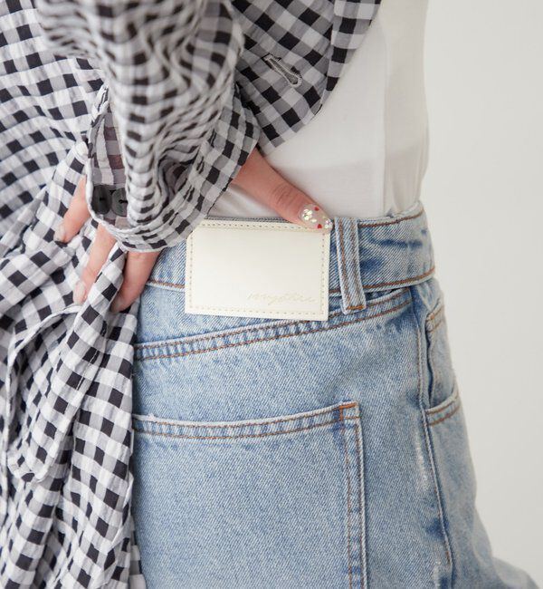  「ボタンスリットフレアデニム」|デニム|